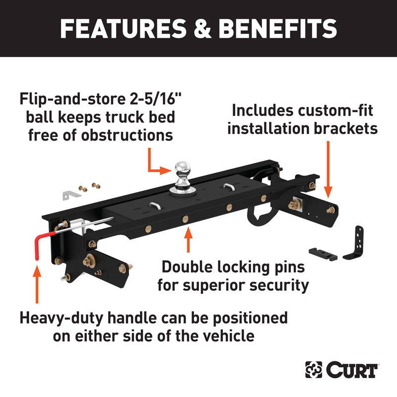 CURT | Double Lock Gooseneck Hitch Kit with Brackets - F-250 / F-350 2000-2016
