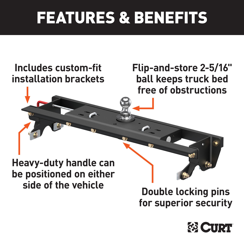 CURT | Double Lock Gooseneck Hitch Kit with Brackets - F-150 2015-2022