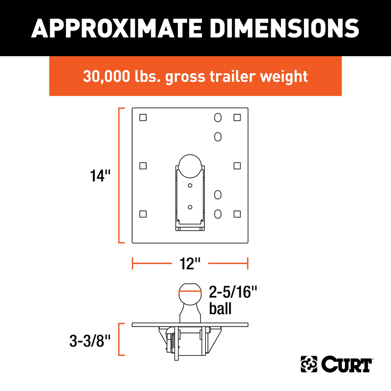 CURT | Over-Bed Folding Ball Gooseneck Hitch - Chevrolet / Dodge / Ford 2000-2019