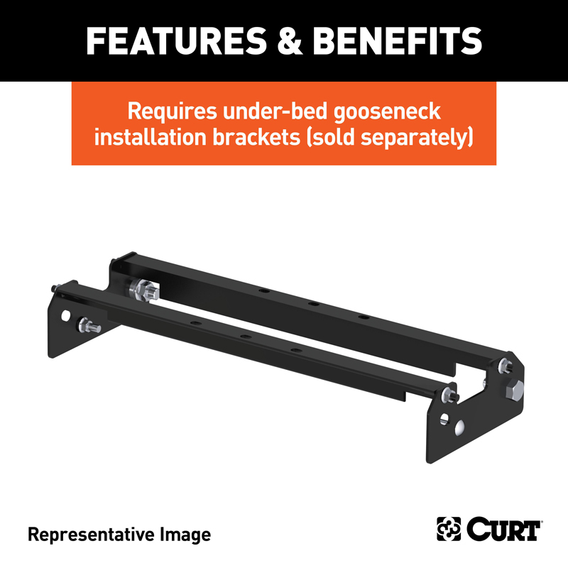 CURT | Over-Bed Fixed Ball Gooseneck Hitch - Chevrolet / Dodge / Ford 2000-2019