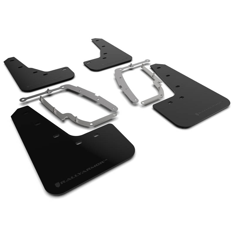 RallyArmor | UR Mud Flap Metallic Black Logo - Tesla Model 3 2017-2023