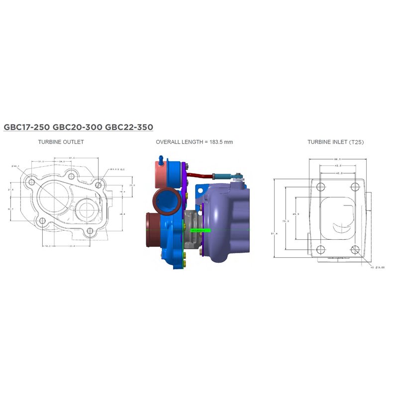 Garrett | GBC22-350 44mm Full Turbo - 0.59 A/R