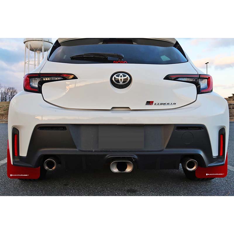 RallyArmor | Red UR Mud Flap White Logo - GR Corolla 2023-2024