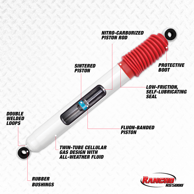 Rancho | RS5000 Steering Damper - Grand Cherokee 4.0L / 4.7L 1999-2004