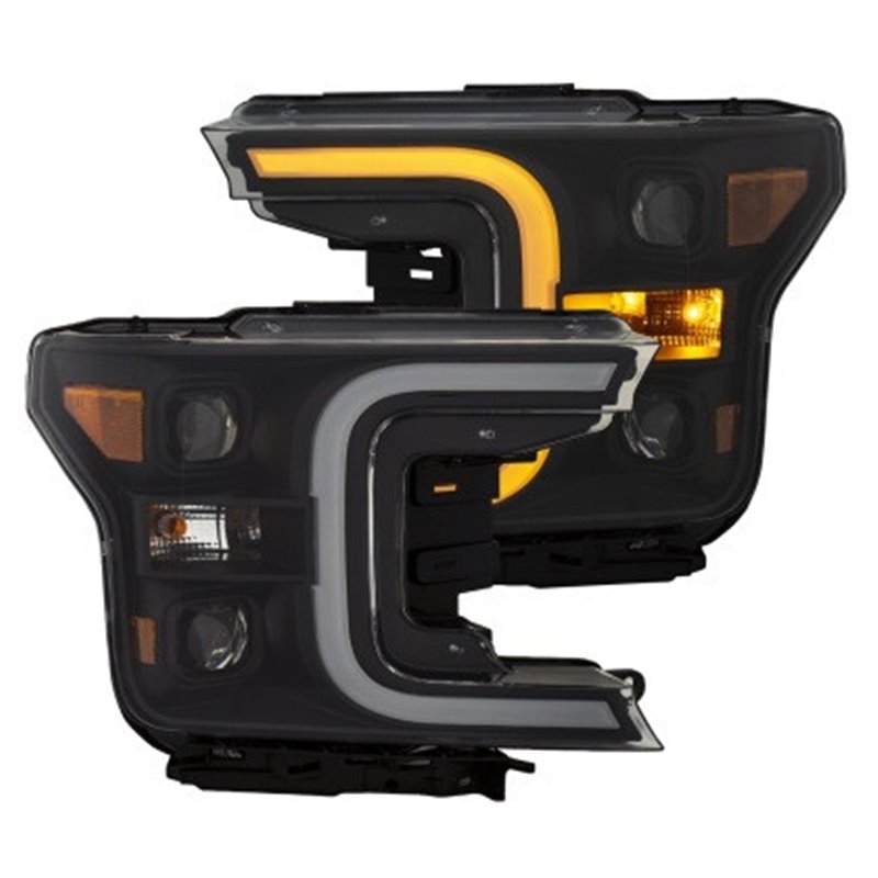 ANZO | Projector Headlights w/ Plank Style Switchback Black w/ Amber