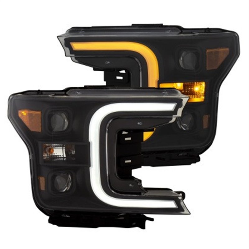 ANZO | Projector Headlights w/ Plank Style Switchback Black w/ Amber