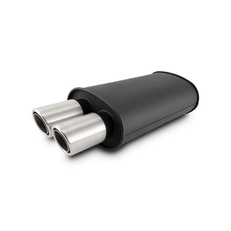 Vibrant | STREETPOWER Flat Black Oval Muffler with Dual Tips