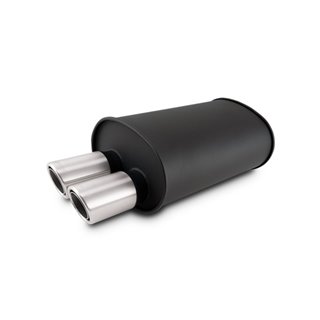Vibrant | STREETPOWER Flat Black Oval Muffler with Dual Tips