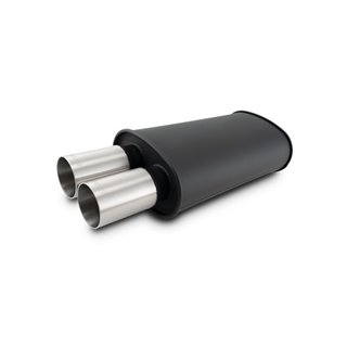 Vibrant | STREETPOWER Flat Black Oval Muffler with Dual Tips