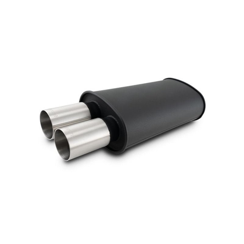 Vibrant | STREETPOWER Flat Black Oval Muffler with Dual Tips