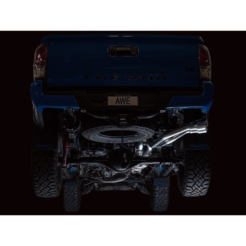 AWE Tuning | 0FG Exhaust with BashGuard (Dual Chrome Silver Tips) - Tacoma 3.5L 2016-2023