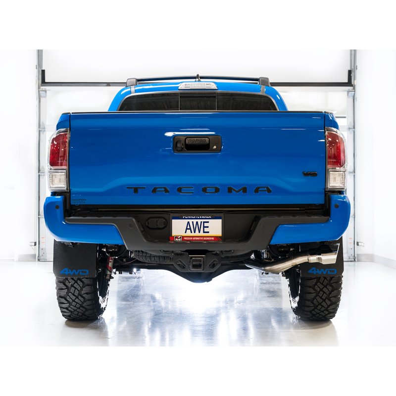 AWE Tuning | 0FG Exhaust with BashGuard (Dual Chrome Silver Tips) - Tacoma 3.5L 2016-2023