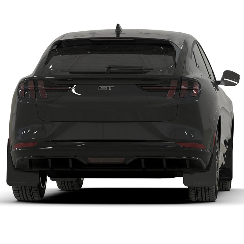 RallyArmor | Black UR Mud Flap Metallic Black Logo - Mustang Mach-E & GT 2021-2024