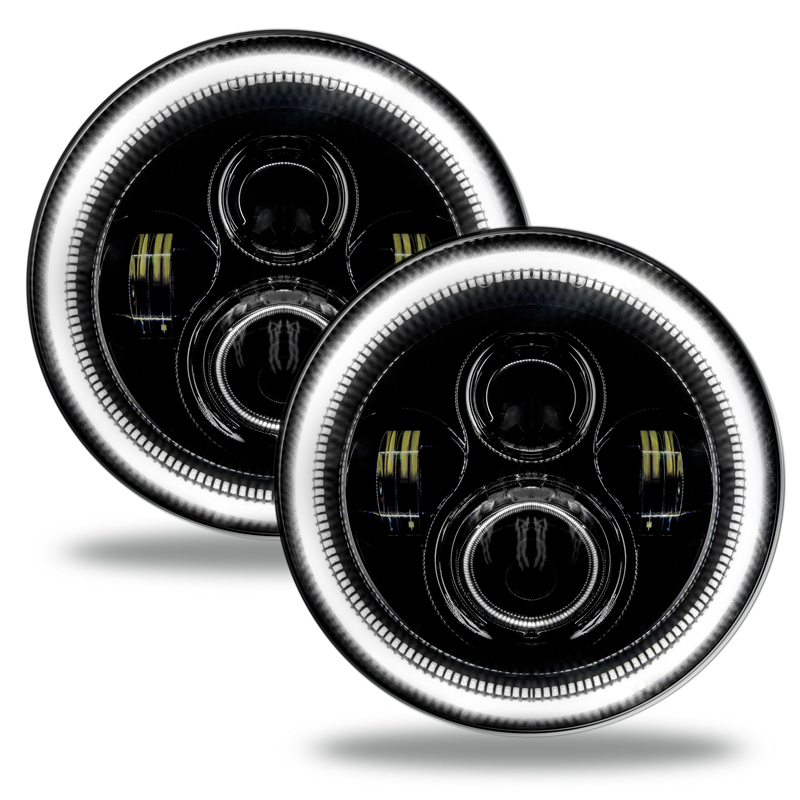 Oracle | 7 in. High Powered LED Headlights, Black Bezel, White - Wrangler (JK) 3.6L / 3.8L 2007-2018