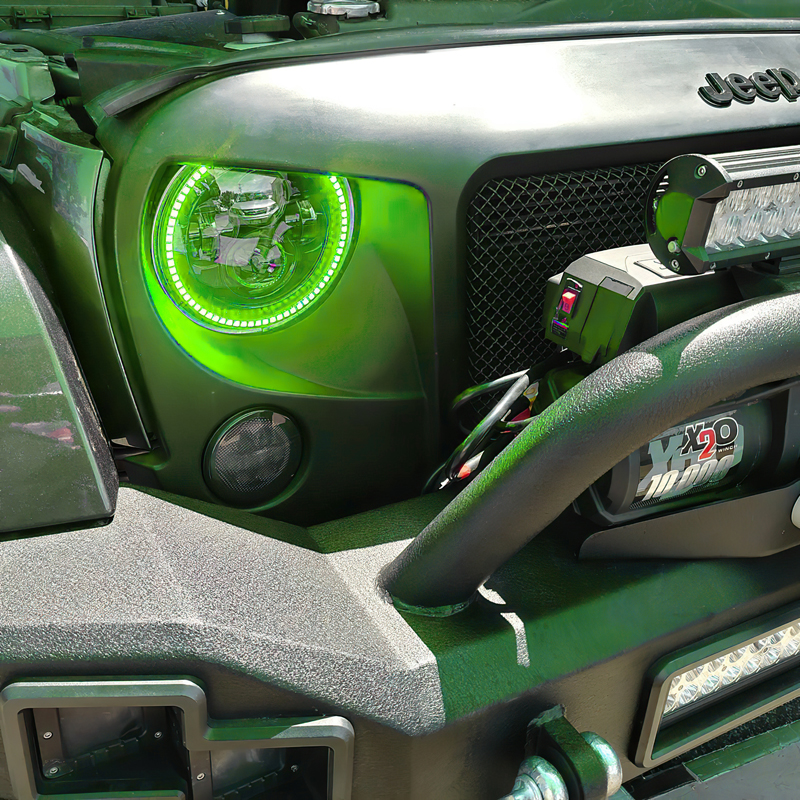 Oracle | 7 in. High Powered LED Headlights, Black Bezel, Dynamic ColorSHIFT - Wrangler (JK) 3.6L / 3.8L 2007-2018