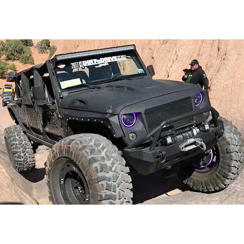 Oracle | 7 in. High Powered LED Headlights, Black Bezel, Dynamic ColorSHIFT - Wrangler (JK) 3.6L / 3.8L 2007-2018