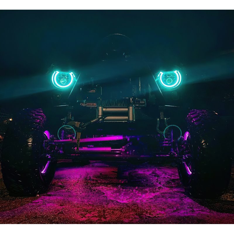 Oracle | 7 in. High Powered LED Headlights, Black Bezel, Dynamic ColorSHIFT - Wrangler (JK) 3.6L / 3.8L 2007-2018