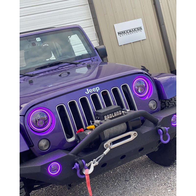 Oracle | 7 in. High Powered LED Headlights, Black Bezel, Dynamic ColorSHIFT - Wrangler (JK) 3.6L / 3.8L 2007-2018
