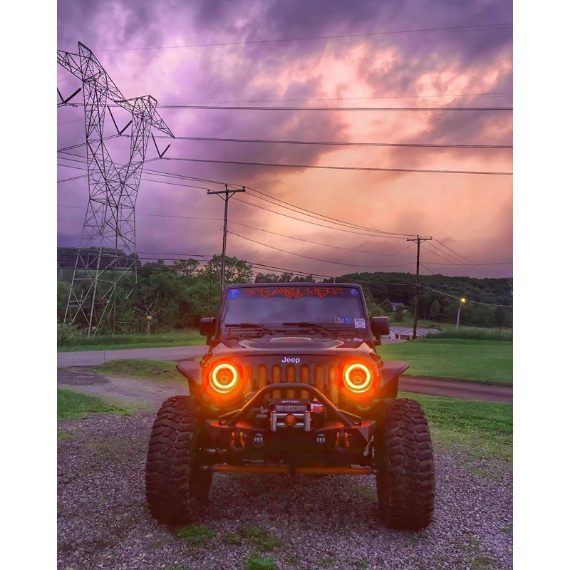 Oracle | 7 in. High Powered LED Headlights, Black Bezel, ColorSHIFT 2.0 - Wrangler (JK) 3.6L / 3.8L 2007-2018