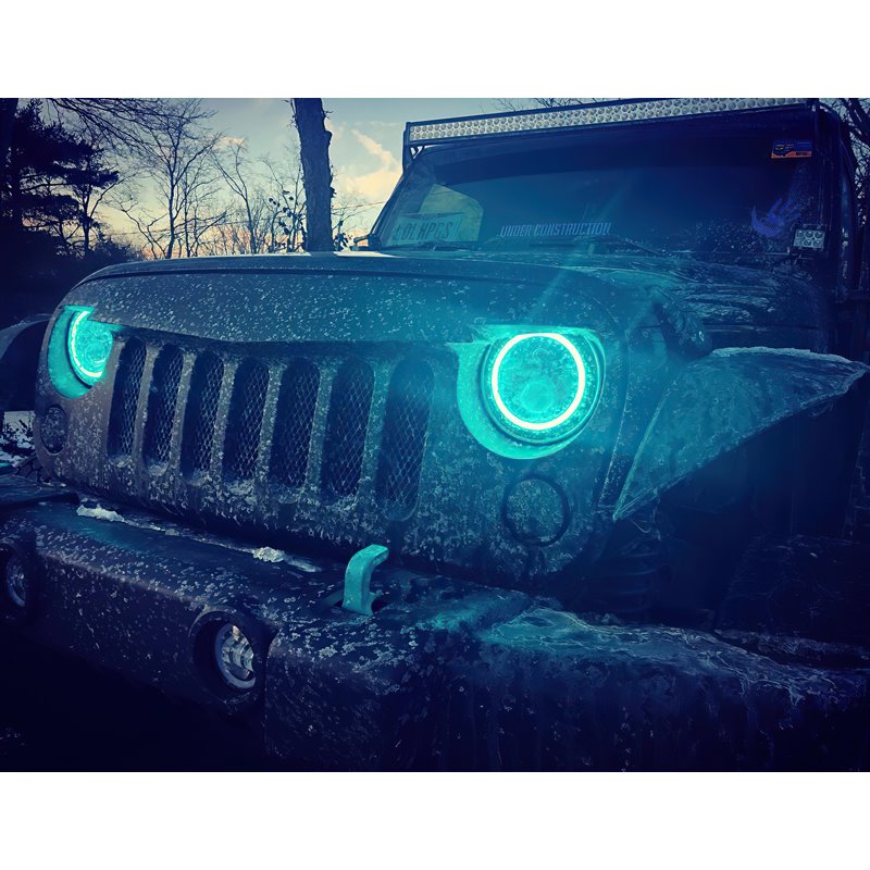 Oracle | 7 in. High Powered LED Headlights, Black Bezel, ColorSHIFT 2.0 - Wrangler (JK) 3.6L / 3.8L 2007-2018