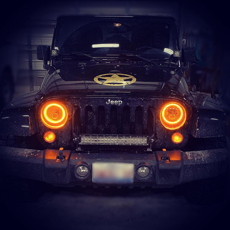 Oracle | 7 in. High Powered LED Headlights, Black Bezel, ColorSHIFT 2.0 - Wrangler (JK) 3.6L / 3.8L 2007-2018