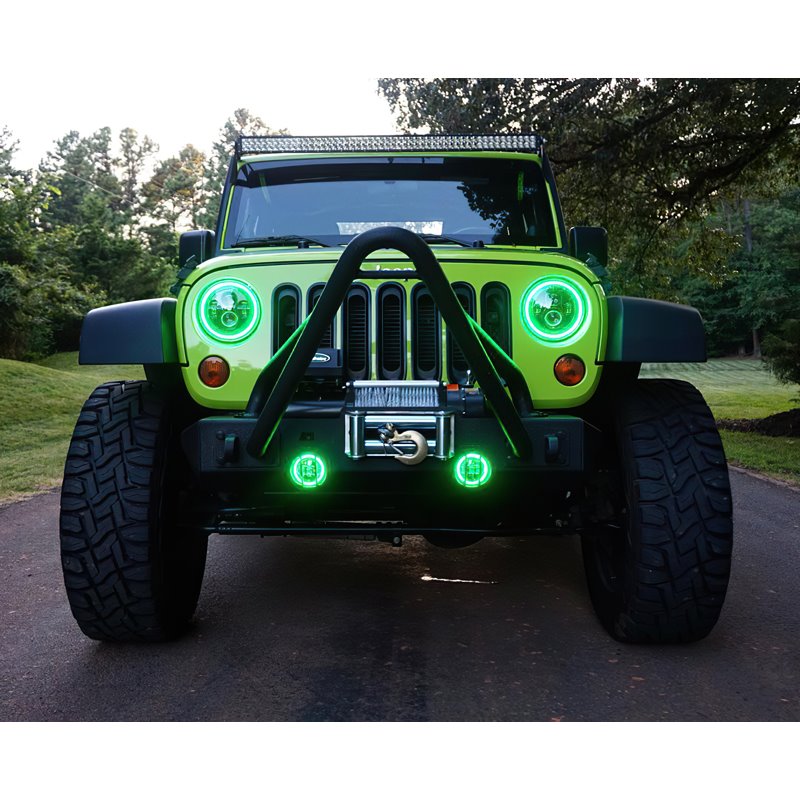 Oracle | 7 in. High Powered LED Headlights, Black Bezel, ColorSHIFT - No Controller - Wrangler (JK) 3.6L / 3.8L 2007-2018