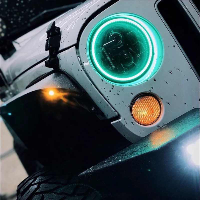 Oracle | 7 in. High Powered LED Headlights, Black Bezel, ColorSHIFT - BC1 - Wrangler (JK) 3.6L / 3.8L 2007-2018