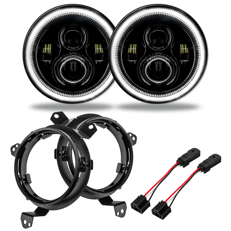 Oracle | 7 in. High Powered LED Headlights, White, Pair - Gladiator / Wrangler (4xe) / Wrangler (JL) 2018-2024