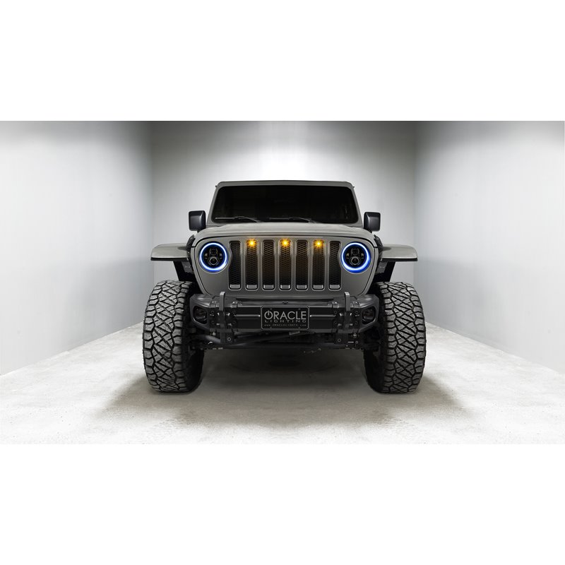 Oracle | 7 in. High Powered LED Headlights, Black Bezel, Dynamic ColorSHIFT - Gladiator / Wrangler (4xe) / Wrangler (JL) 2018-20