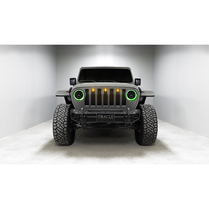 Oracle | 7 in. High Powered LED Headlights, Black Bezel, Dynamic ColorSHIFT - Gladiator / Wrangler (4xe) / Wrangler (JL) 2018-20