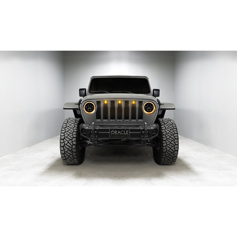 Oracle | 7 in. High Powered LED Headlights, Black Bezel, Dynamic ColorSHIFT - Gladiator / Wrangler (4xe) / Wrangler (JL) 2018-20