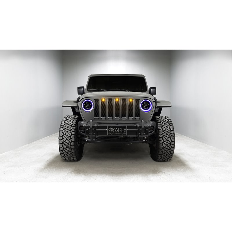 Oracle | 7 in. High Powered LED Headlights, Black Bezel, Dynamic ColorSHIFT - Gladiator / Wrangler (4xe) / Wrangler (JL) 2018-20