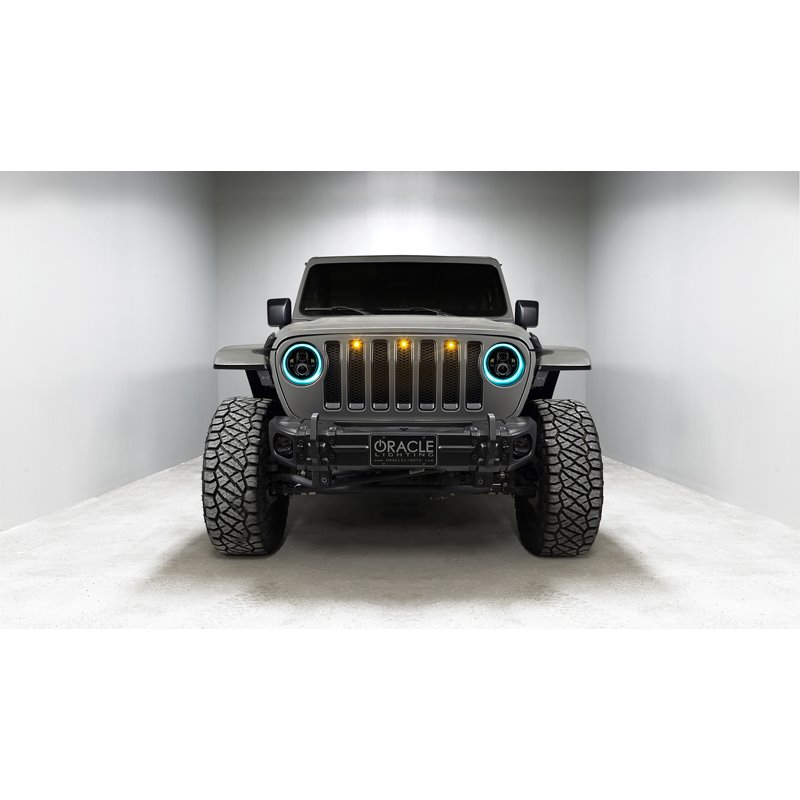 Oracle | 7 in. High Powered LED Headlights, Black Bezel, Dynamic ColorSHIFT - Gladiator / Wrangler (4xe) / Wrangler (JL) 2018-20