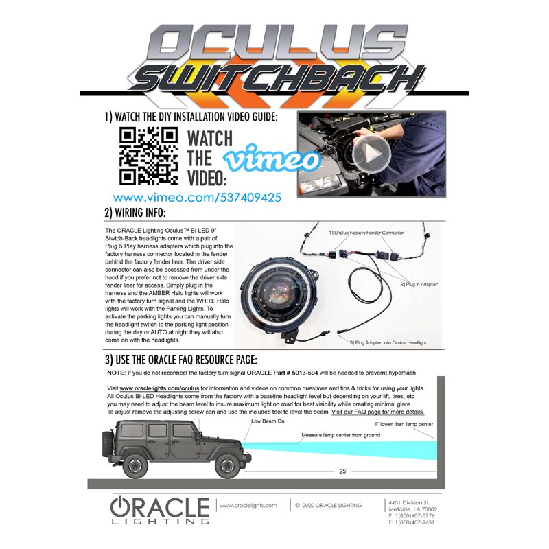 Oracle | Oculus Switchback Bi-LED Projector Headlights for Jeep JL / Gladiator JT - Gladiator / Wrangler (4xe) / Wrangler (JL) 2