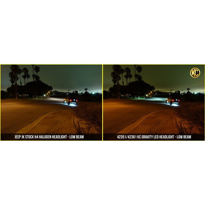 KC HiLiTES | Headlight; Gravity LED 7in. DOT TJ/H4 (pr) - Wrangler 2.4L / 2.5L / 4.0L 1997-2006