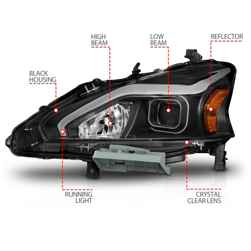 Anzo USA | Projector Headlight Set - Altima 2.5L / 3.5L 2013-2015