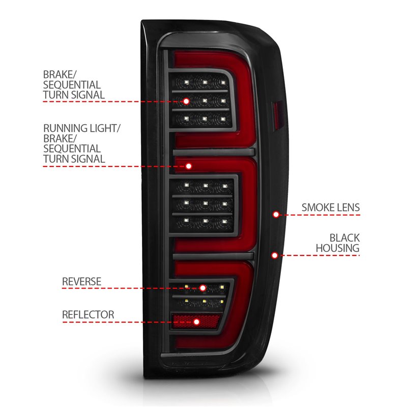 Anzo USA | LED Tail Light Assembly - Sierra 1500 / 2500 HD / 3500 HD 2019-2023
