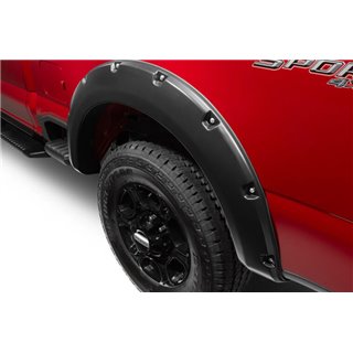Bushwacker | 20146-02 Black Pocket/Rivet Style Smooth Finish Rear Fender Flares for 2023-2024 Ford F-250/350 - F-250 / F-350  20