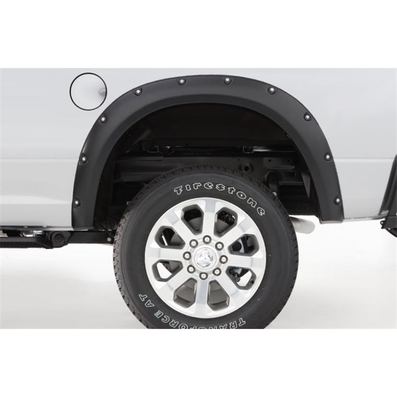 Bushwacker | 20146-02 Black Pocket/Rivet Style Smooth Finish Rear Fender Flares for 2023-2024 Ford F-250/350 - F-250 / F-350  20