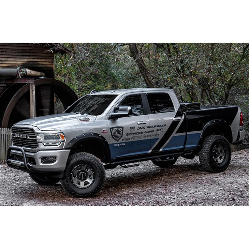 Bushwacker | 20146-02 Black Pocket/Rivet Style Smooth Finish Rear Fender Flares for 2023-2024 Ford F-250/350 - F-250 / F-350  20