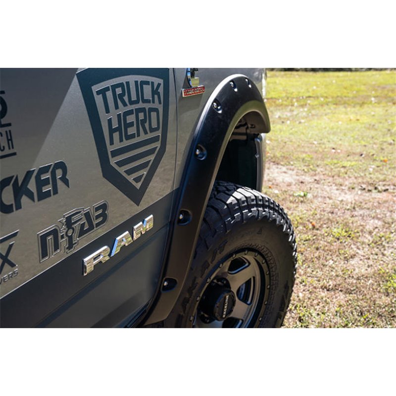 Bushwacker | 20146-02 Black Pocket/Rivet Style Smooth Finish Rear Fender Flares for 2023-2024 Ford F-250/350 - F-250 / F-350  20