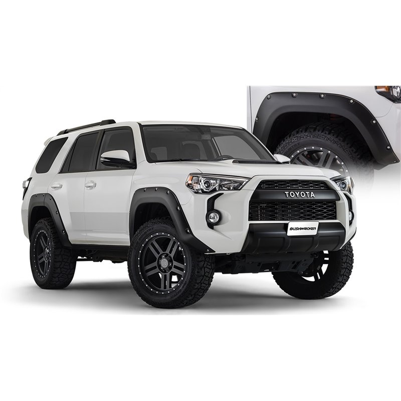 Bushwacker | 30925-02 Black Pocket/Rivet Style Smooth Finish 4-Piece Fender Flare Set for 22-23 Toyota Tundra - Tundra 3.5T 2022