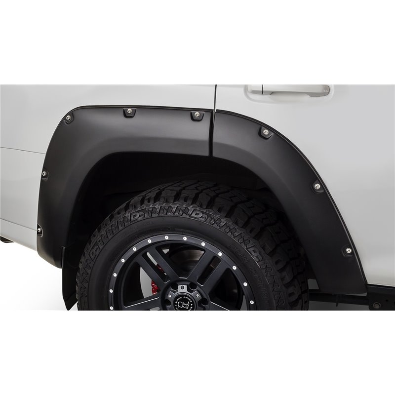 Bushwacker | 30925-02 Black Pocket/Rivet Style Smooth Finish 4-Piece Fender Flare Set for 22-23 Toyota Tundra - Tundra 3.5T 2022