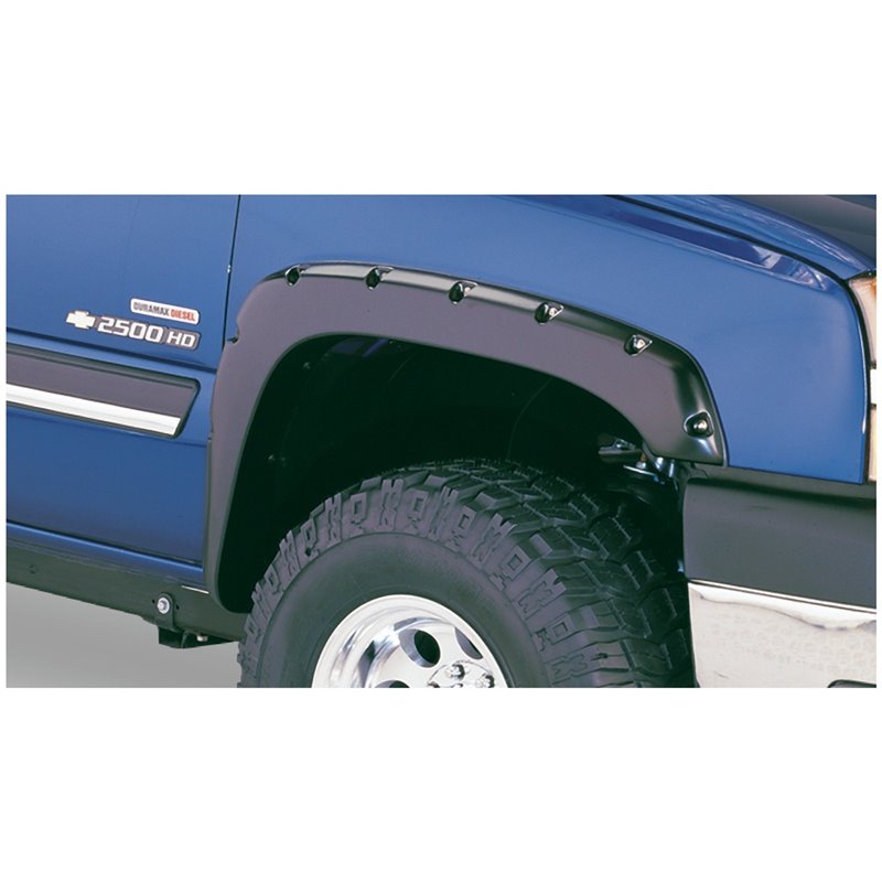 Bushwacker | 40990-02 Black Pocket/Rivet Style Smooth Finish 4-Piece Fender Flare Set for 2021-2022 Chevrolet Colorado 61.7 in b