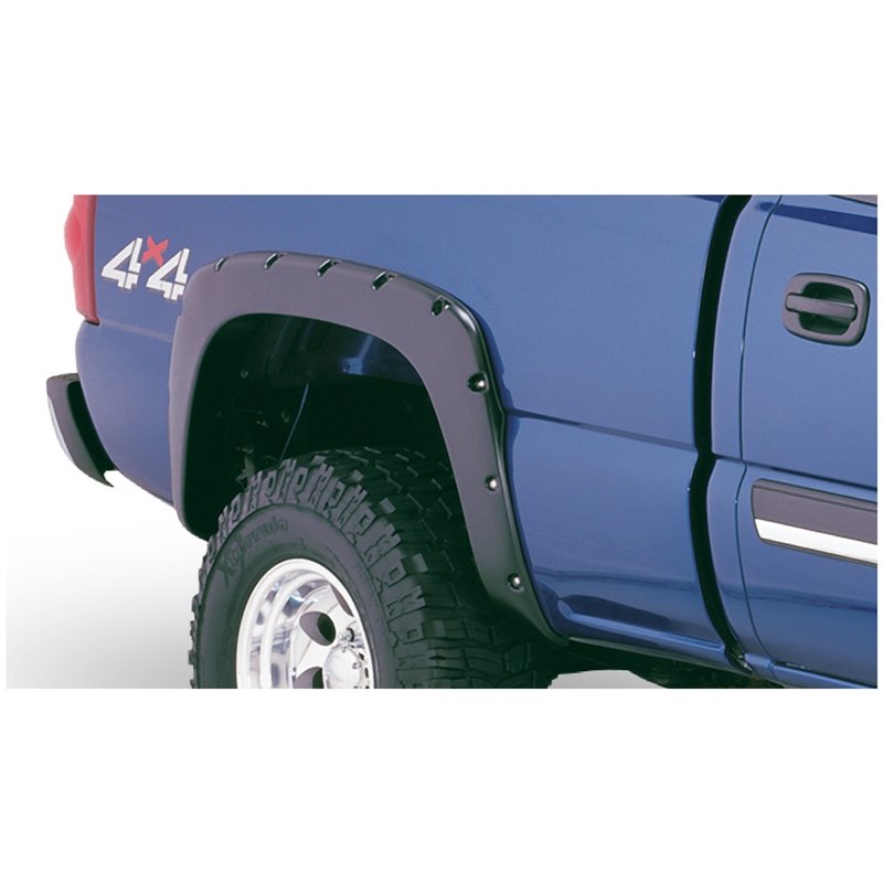 Bushwacker | 40991-02 Black Pocket/Rivet Style Smooth Finish 4-Piece Fender Flare Set for 2021-2022 Chevrolet Colorado 74.0 in b