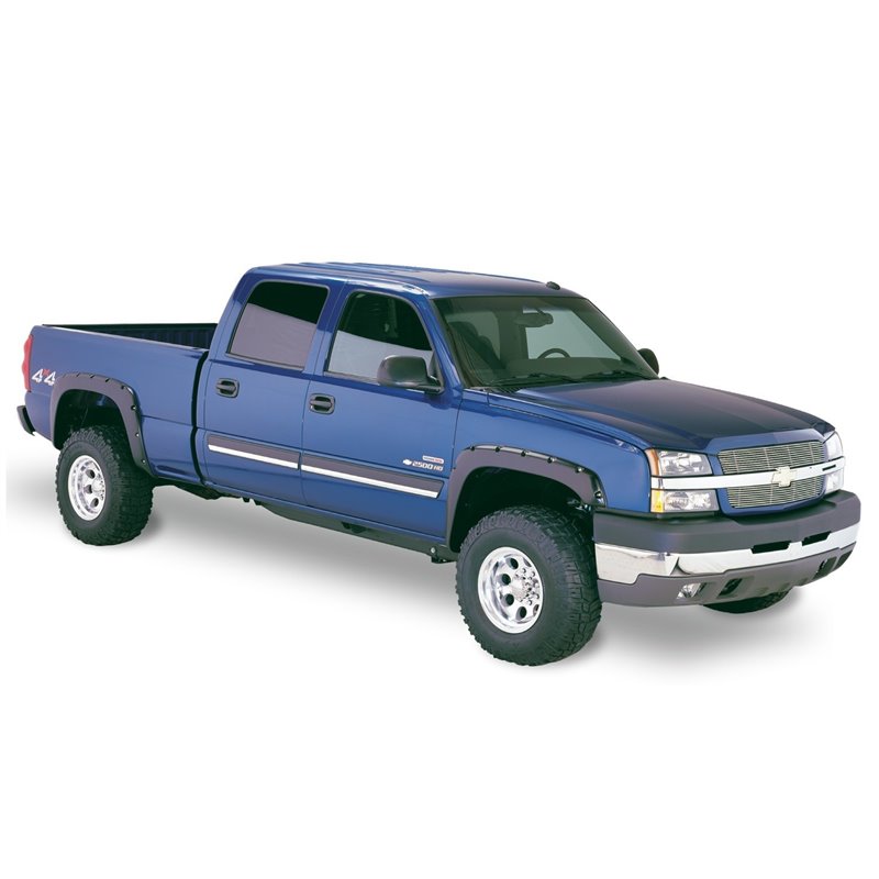 Bushwacker | 40991-02 Black Pocket/Rivet Style Smooth Finish 4-Piece Fender Flare Set for 2021-2022 Chevrolet Colorado 74.0 in b