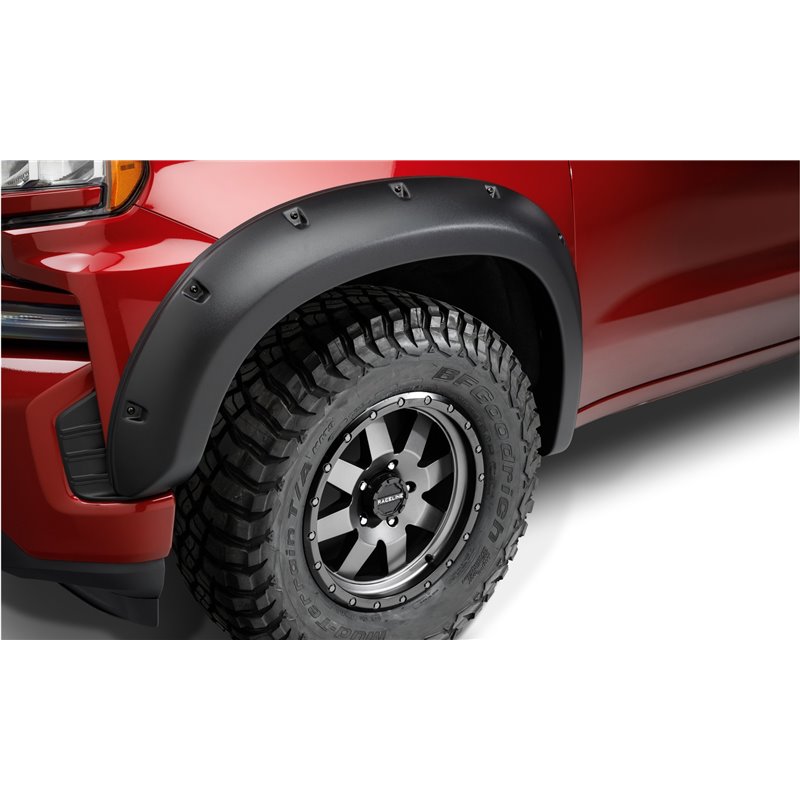 Bushwacker | 48103-08 Black Forge Pocket/Rivet Textured Finish 4-Pc Fender Flare Set for 99-06 Chev Silv/GMC Sierra 1500, 01-06 