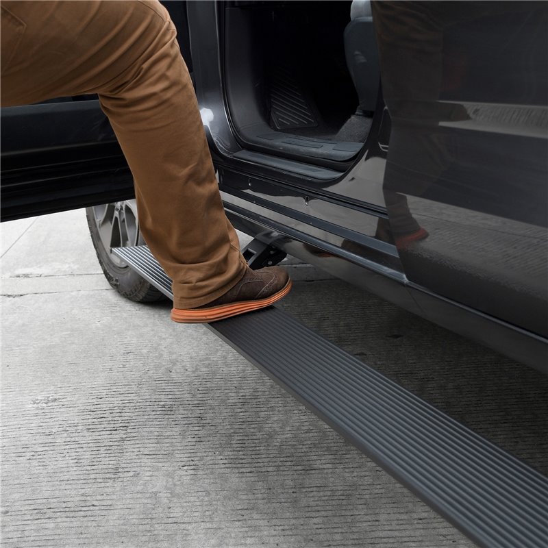 Go Rhino | 20405187PC - E1 Electric Running Boards With Mounting Brackets - Textured Black - Silverado / Sierra 2500 HD / 3500 H