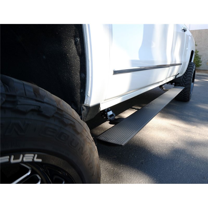 Go Rhino | 20405187PC - E1 Electric Running Boards With Mounting Brackets - Textured Black - Silverado / Sierra 2500 HD / 3500 H