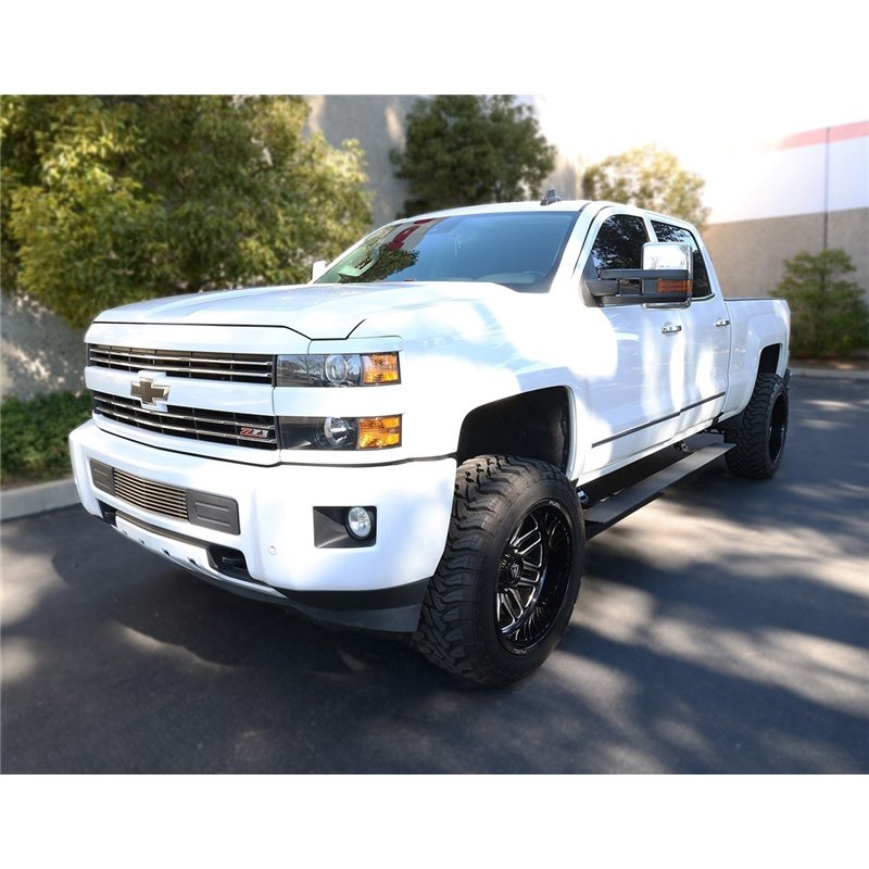 Go Rhino | 20405187PC - E1 Electric Running Boards With Mounting Brackets - Textured Black - Silverado / Sierra 2500 HD / 3500 H